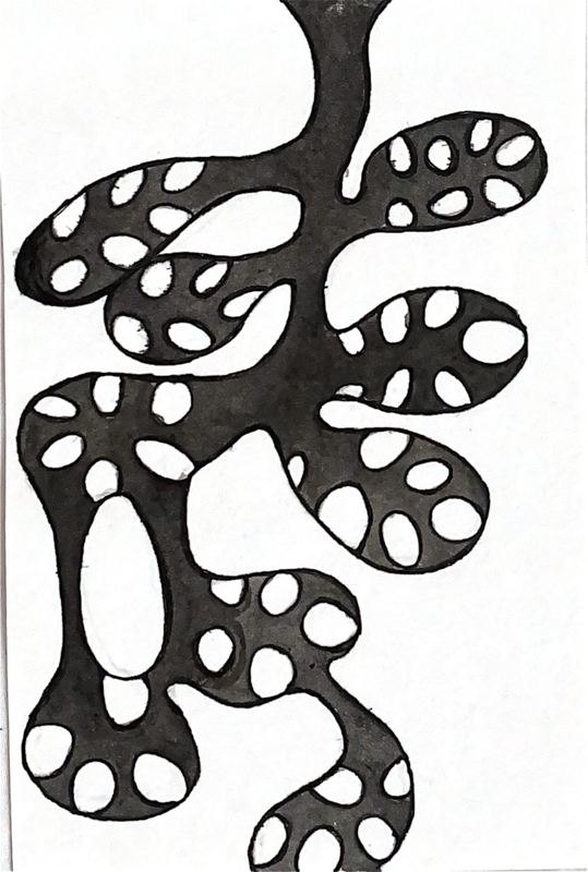 Estudio de ramificación 23 — plumilla y estilógrafo, 9 × 14 cm