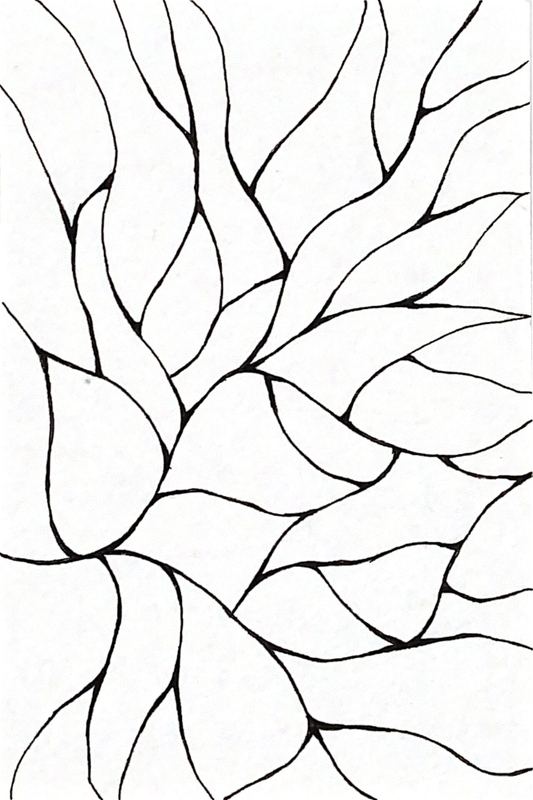 Estudio de ramificación 24 — plumilla y estilógrafo, 9 × 14 cm